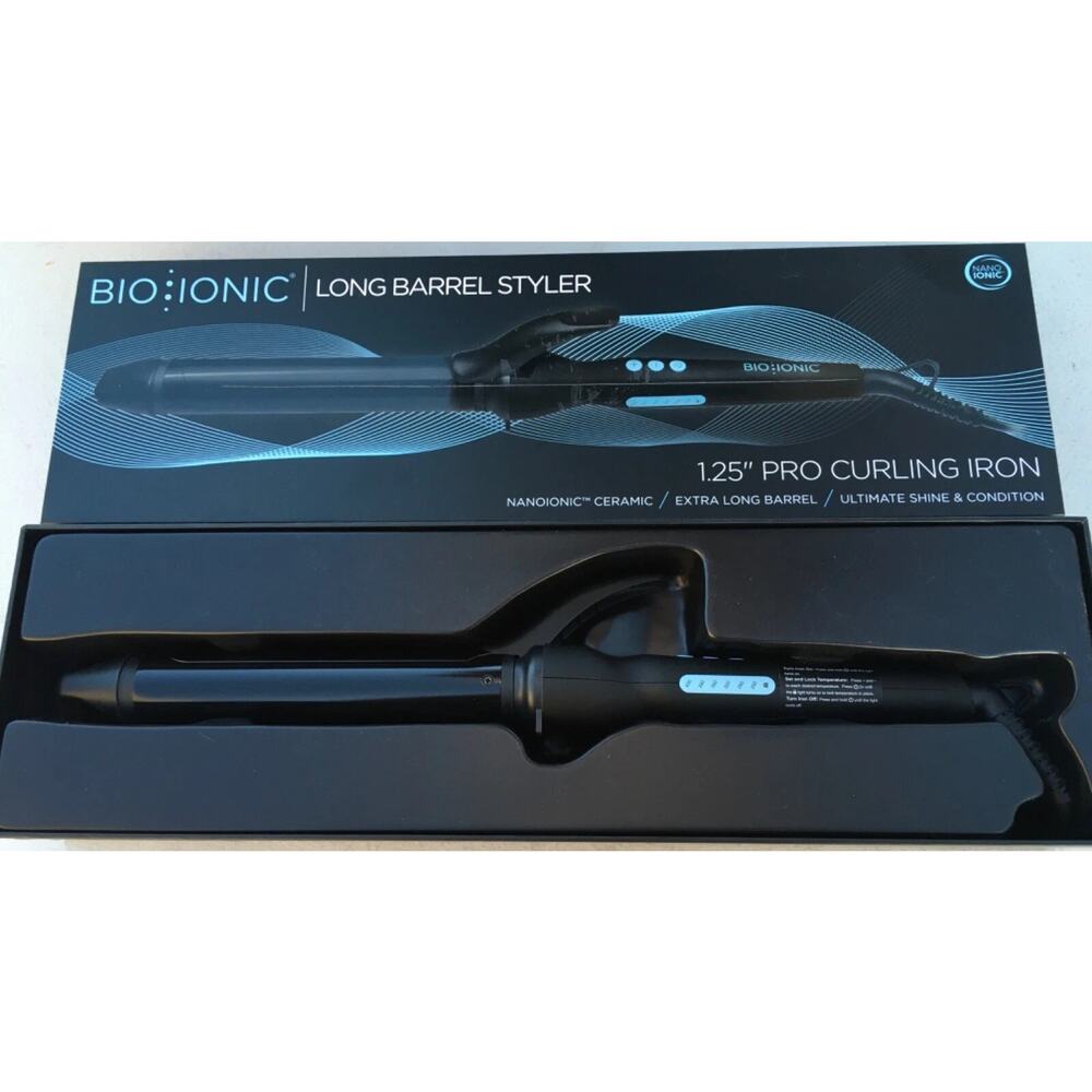 NEW BIO IONIC 1.5 Inch Long Barrel Styler Curling Iron Perfect for Long Hair - Picture 2 of 4